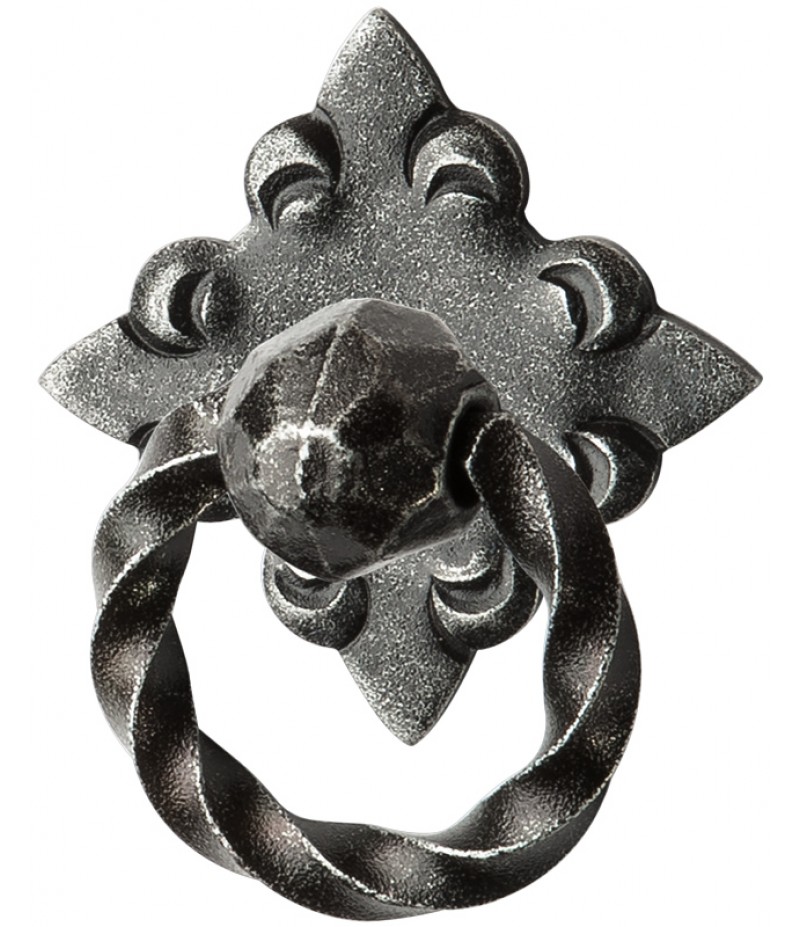 Ringgriff rustikal aus Schmiedeeisen mit Rosette